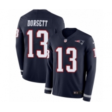 Men's Nike New England Patriots #13 Phillip Dorsett Limited Navy Blue Therma Long Sleeve NFL Jersey