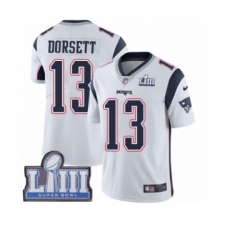 Men's Nike New England Patriots #13 Phillip Dorsett White Vapor Untouchable Limited Player Super Bowl LIII Bound NFL Jersey