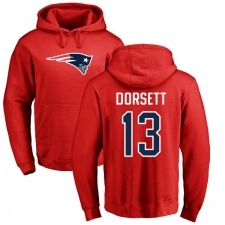 NFL Nike New England Patriots #13 Phillip Dorsett Red Name & Number Logo Pullover Hoodie