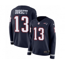 Women's Nike New England Patriots #13 Phillip Dorsett Limited Navy Blue Therma Long Sleeve NFL Jersey