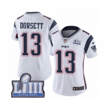 Women's Nike New England Patriots #13 Phillip Dorsett White Vapor Untouchable Limited Player Super Bowl LIII Bound NFL Jersey