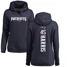 NFL Women's Nike New England Patriots #45 David Harris Navy Blue Backer Pullover Hoodie