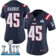 Women's Nike New England Patriots #45 David Harris Limited Navy Blue Rush Vapor Untouchable Super Bowl LII NFL Jersey