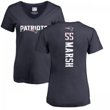 NFL Women's Nike New England Patriots #55 Cassius Marsh Navy Blue Backer T-Shirt