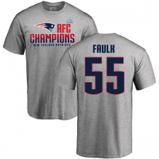 Nike New England Patriots #55 Cassius Marsh Heather Gray 2017 AFC Champions V-Neck T-Shirt