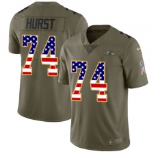 Youth Nike Baltimore Ravens #74 James Hurst Limited Olive/USA Flag Salute to Service NFL Jersey