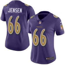 Women's Nike Baltimore Ravens #66 Ryan Jensen Limited Purple Rush Vapor Untouchable NFL Jersey