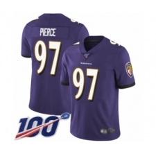 Men's Baltimore Ravens #97 Michael Pierce Purple Team Color Vapor Untouchable Limited Player 100th Season Football Jersey