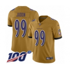 Men's Baltimore Ravens #99 Matt Judon Limited Gold Inverted Legend 100th Season Football Jersey