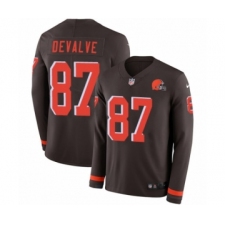 Youth Nike Cleveland Browns #87 Seth DeValve Limited Brown Therma Long Sleeve NFL Jersey