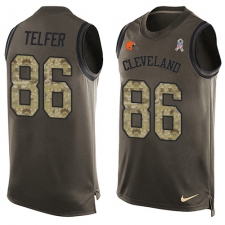 Men's Nike Cleveland Browns #86 Randall Telfer Limited Green Salute to Service Tank Top NFL Jersey