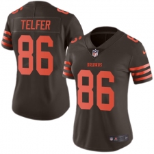 Women's Nike Cleveland Browns #86 Randall Telfer Limited Brown Rush Vapor Untouchable NFL Jersey