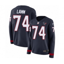 Women's Nike Houston Texans #74 Kendall Lamm Limited Navy Blue Therma Long Sleeve NFL Jersey