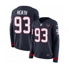 Women's Nike Houston Texans #93 Joel Heath Limited Navy Blue Therma Long Sleeve NFL Jersey