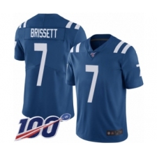 Men's Indianapolis Colts #7 Jacoby Brissett Royal Blue Team Color Vapor Untouchable Limited Player 100th Season Football Jersey