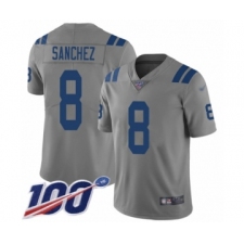 Men's Indianapolis Colts #8 Rigoberto Sanchez Limited Gray Inverted Legend 100th Season Football Jersey