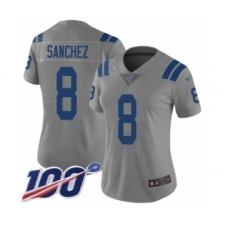 Women's Indianapolis Colts #8 Rigoberto Sanchez Limited Gray Inverted Legend 100th Season Football Jersey