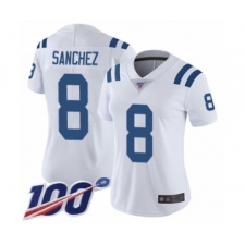 Women's Indianapolis Colts #8 Rigoberto Sanchez White Vapor Untouchable Limited Player 100th Season Football Jersey