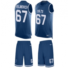 Men's Nike Indianapolis Colts #67 Jeremy Vujnovich Limited Royal Blue Tank Top Suit NFL Jersey