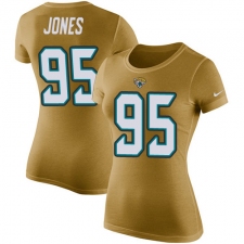 NFL Women's Nike Jacksonville Jaguars #95 Abry Jones Gold Rush Pride Name & Number T-Shirt