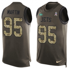 Men's Nike New York Jets #95 Josh Martin Limited Green Salute to Service Tank Top NFL Jersey