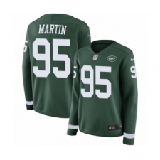 Women's Nike New York Jets #95 Josh Martin Limited Green Therma Long Sleeve NFL Jersey