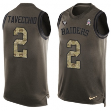 Men's Nike Oakland Raiders #2 Giorgio Tavecchio Limited Green Salute to Service Tank Top NFL Jersey