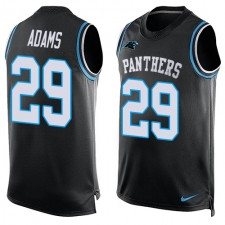 Men's Nike Carolina Panthers #29 Mike Adams Elite Black Player Name & Number Tank Top NFL Jersey