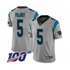 Men's Carolina Panthers #5 Michael Palardy Silver Inverted Legend Limited 100th Season Football Jersey
