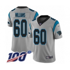 Men's Carolina Panthers #60 Daryl Williams Silver Inverted Legend Limited 100th Season Football Jersey