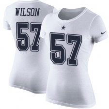 NFL Women's Nike Dallas Cowboys #57 Damien Wilson White Rush Pride Name & Number T-Shirt