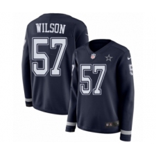 Women's Nike Dallas Cowboys #57 Damien Wilson Limited Navy Blue Therma Long Sleeve NFL Jersey