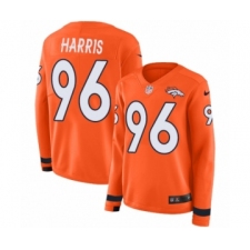 Women's Nike Denver Broncos #96 Shelby Harris Limited Orange Therma Long Sleeve NFL Jersey