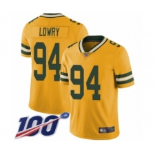 Men's Green Bay Packers #94 Dean Lowry Limited Gold Rush Vapor Untouchable 100th Season Football Jersey