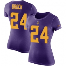 Women's Nike Minnesota Vikings #24 Tramaine Brock Purple Rush Pride Name & Number T-Shirt