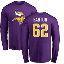 NFL Nike Minnesota Vikings #62 Nick Easton Purple Name & Number Logo Long Sleeve T-Shirt