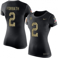 Women's Nike Minnesota Vikings #2 Kai Forbath Black Camo Salute to Service T-Shirt