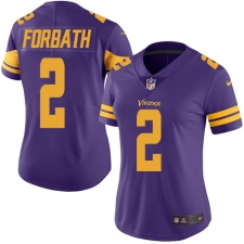 Women's Nike Minnesota Vikings #2 Kai Forbath Limited Purple Rush Vapor Untouchable NFL Jersey