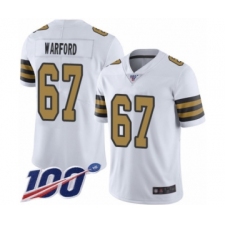 Men's New Orleans Saints #67 Larry Warford Limited White Rush Vapor Untouchable 100th Season Football Jersey