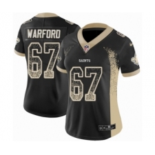 Women's Nike New Orleans Saints #67 Larry Warford Limited Black Rush Drift Fashion NFL Jersey