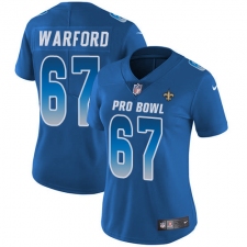 Women's Nike New Orleans Saints #67 Larry Warford Limited Royal Blue 2018 Pro Bowl NFL Jersey