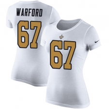 Women's Nike New Orleans Saints #67 Larry Warford White Rush Pride Name & Number T-Shirt