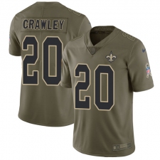 Youth Nike New Orleans Saints #20 Ken Crawley Limited Olive 2017 Salute to Service NFL Jersey