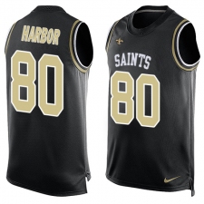Men's Nike New Orleans Saints #80 Clay Harbor Limited Black Player Name & Number Tank Top NFL Jersey