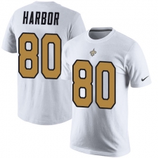 Nike New Orleans Saints #80 Clay Harbor White Rush Pride Name & Number T-Shirt