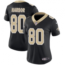 Women's Nike New Orleans Saints #80 Clay Harbor Black Team Color Vapor Untouchable Limited Player NFL Jersey