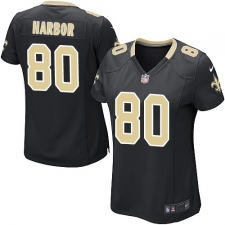Women's Nike New Orleans Saints #80 Clay Harbor Game Black Team Color NFL Jersey