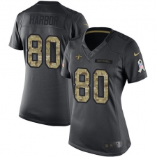 Women's Nike New Orleans Saints #80 Clay Harbor Limited Black 2016 Salute to Service NFL Jersey