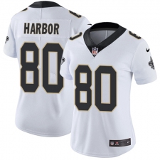 Women's Nike New Orleans Saints #80 Clay Harbor White Vapor Untouchable Elite Player NFL Jersey