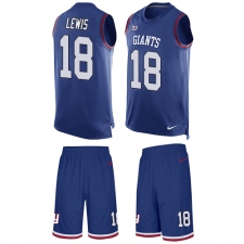 Men's Nike New York Giants #18 Roger Lewis Limited Royal Blue Tank Top Suit NFL Jersey